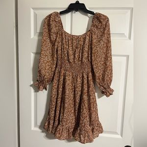 Small She + Sky brown, white and blue mini dress